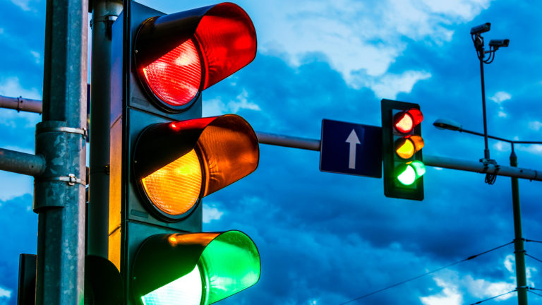 Traffic lights over urban intersection